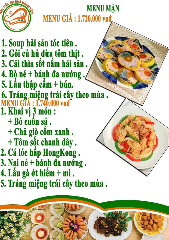 thực đơn nấu tiệc