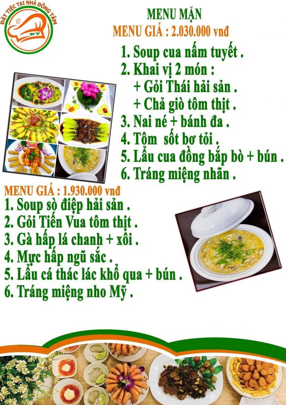 thực đơn nấu tiệc