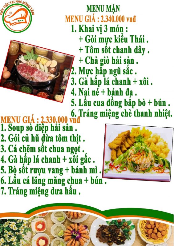 thực đơn nấu tiệc