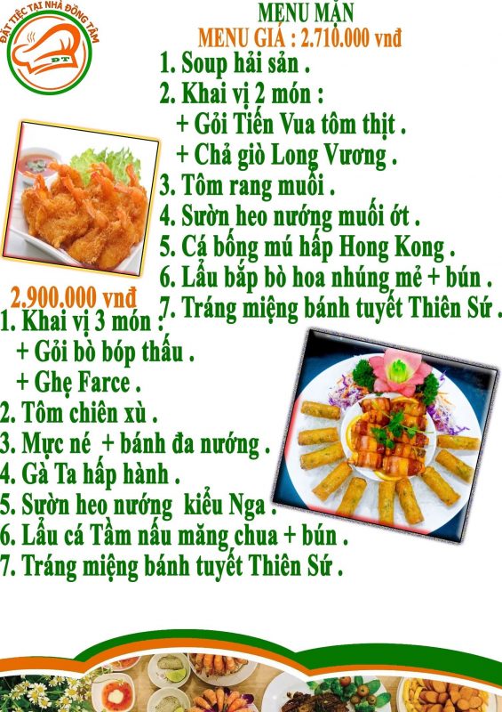 thực đơn nấu tiệc