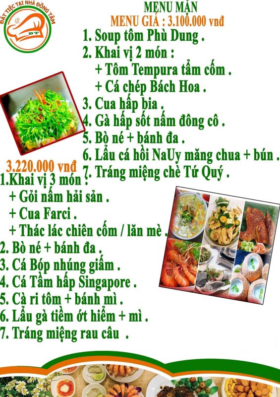 thực đơn nấu tiệc